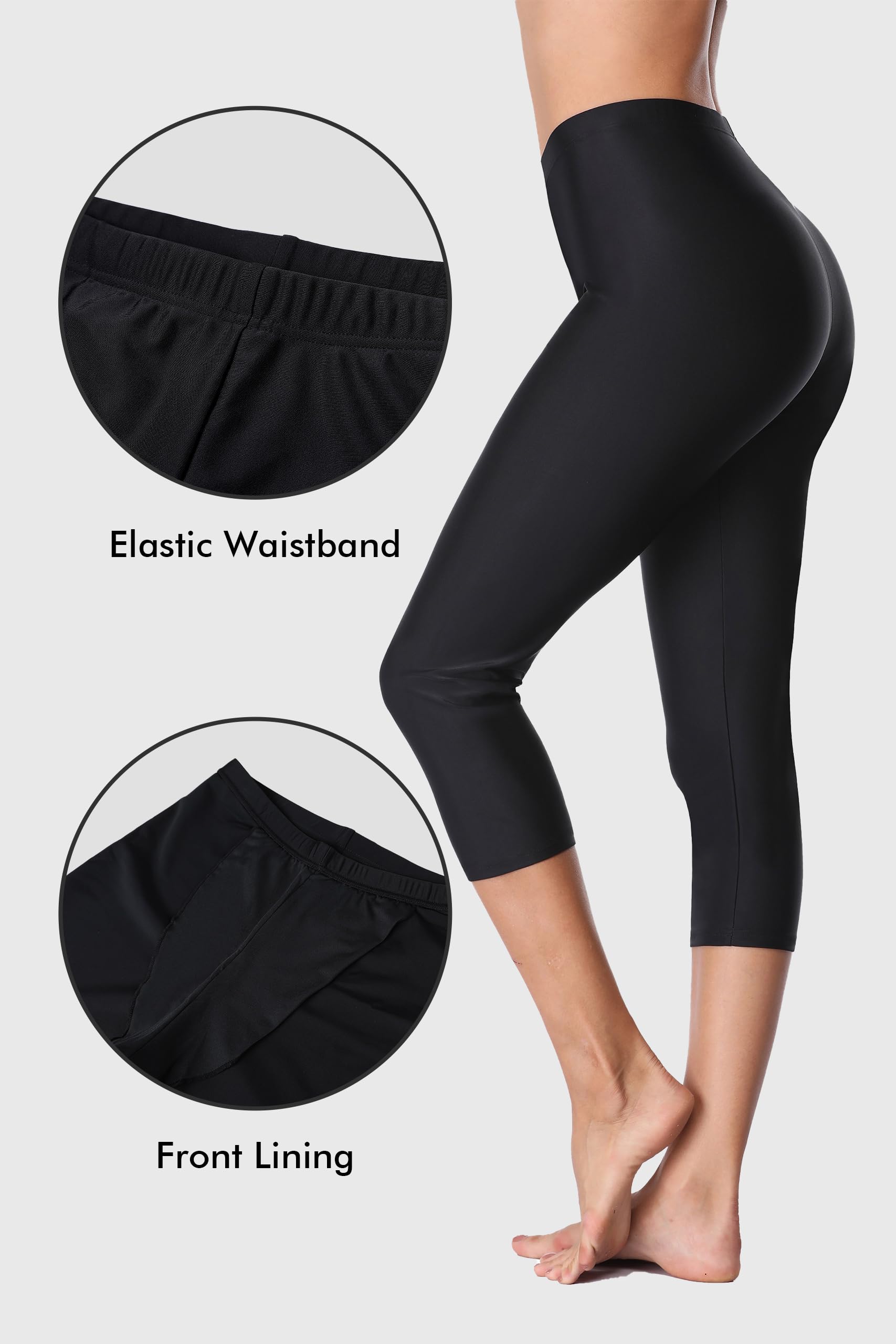 ALove Swim Pants for Women High Waisted Swimming Leggings Stretch Swim Capris Sporty Long Swim Board Shorts - Image 4