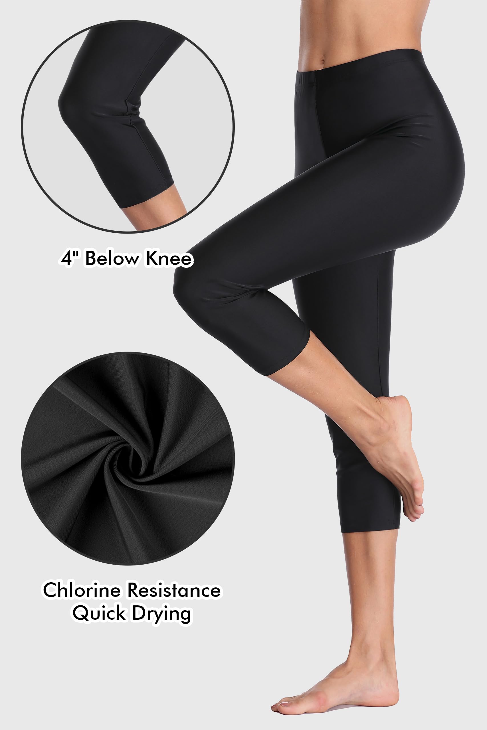 ALove Swim Pants for Women High Waisted Swimming Leggings Stretch Swim Capris Sporty Long Swim Board Shorts - Image 5