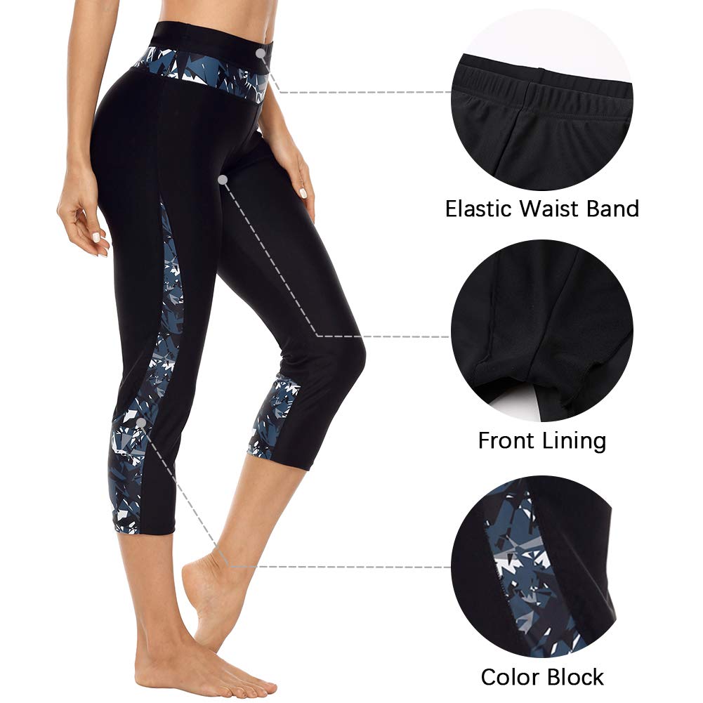 ALove Swim Pants for Women High Waisted Swimming Leggings Stretch Swim Capris Sporty Long Swim Board Shorts - Image 3