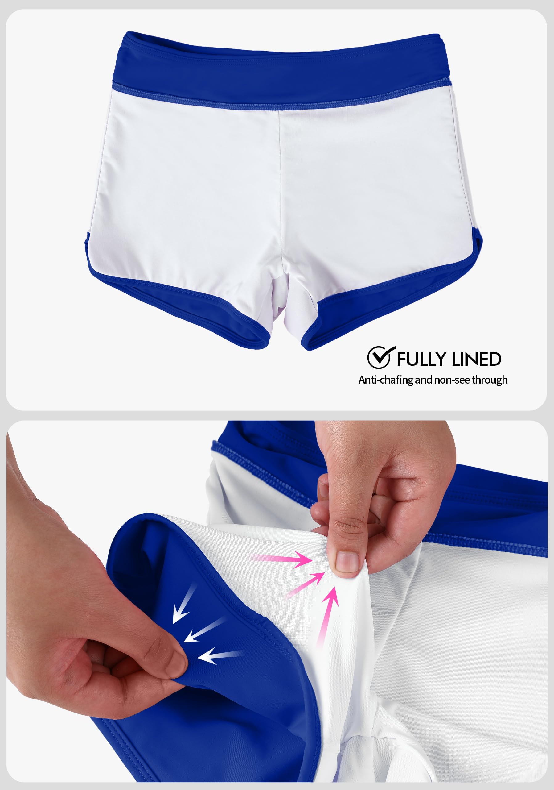 ALove Swim Shorts Womens Stretchy Sporty Bathing Suit Bottoms Side V Slit Boyshorts Swimsuit Board Shorts - Image 4