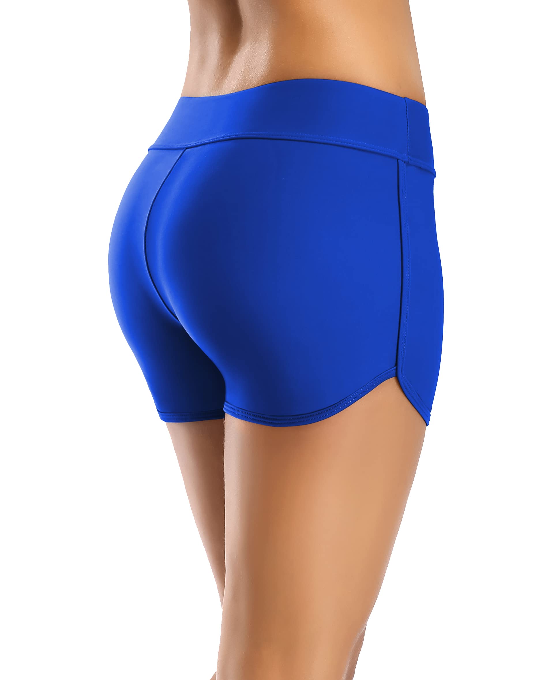 ALove Swim Shorts Womens Stretchy Sporty Bathing Suit Bottoms Side V Slit Boyshorts Swimsuit Board Shorts - Image 5