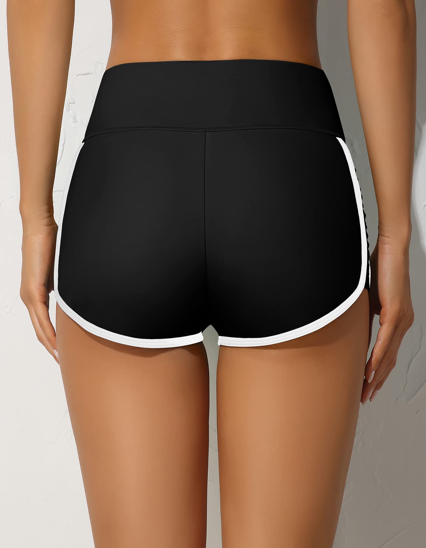 ALove Swim Shorts Womens Stretchy Sporty Bathing Suit Bottoms Side V Slit Boyshorts Swimsuit Board Shorts - Image 4