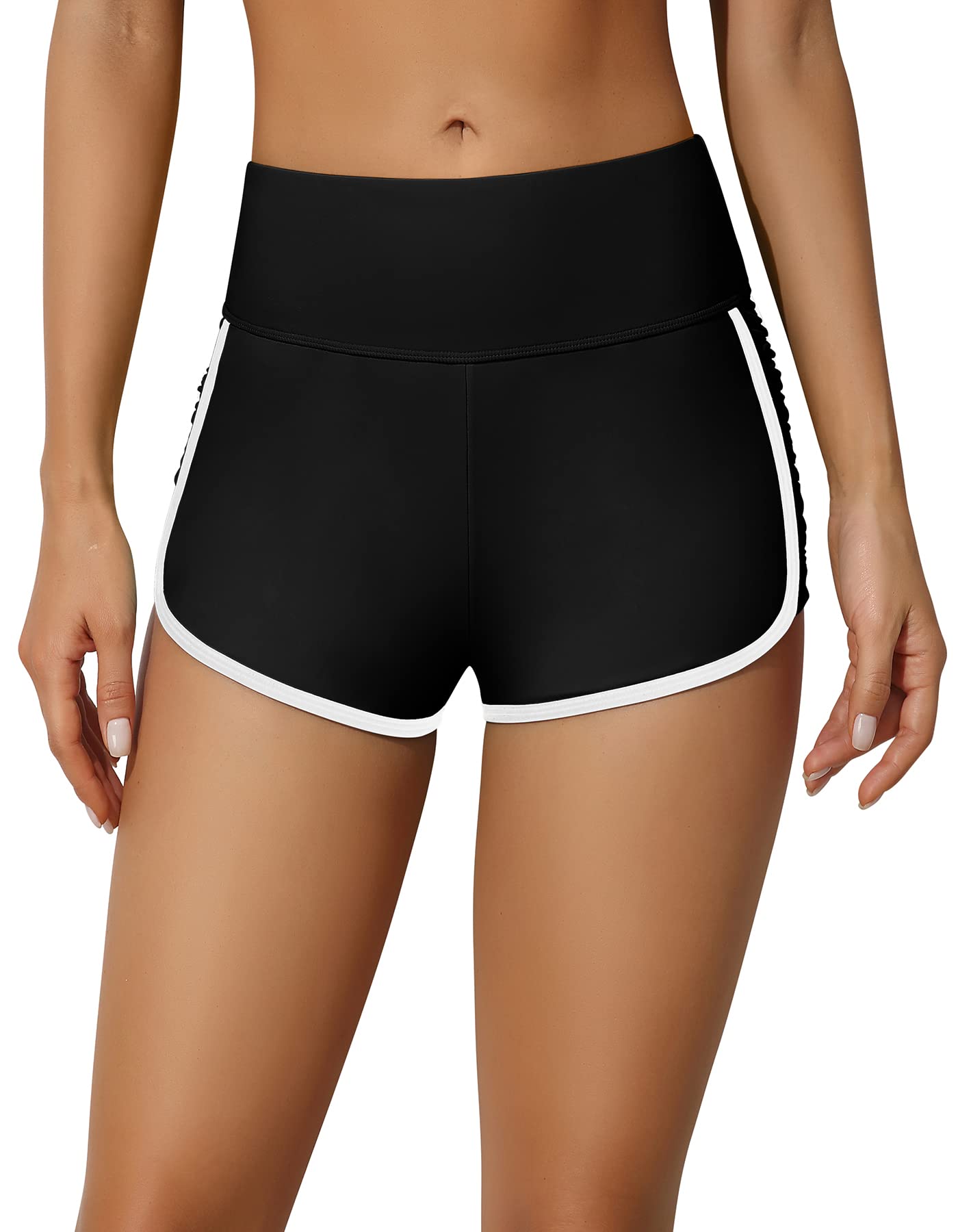 ALove Swim Shorts Womens Stretchy Sporty Bathing Suit Bottoms Side V Slit Boyshorts Swimsuit Board Shorts - Image 5