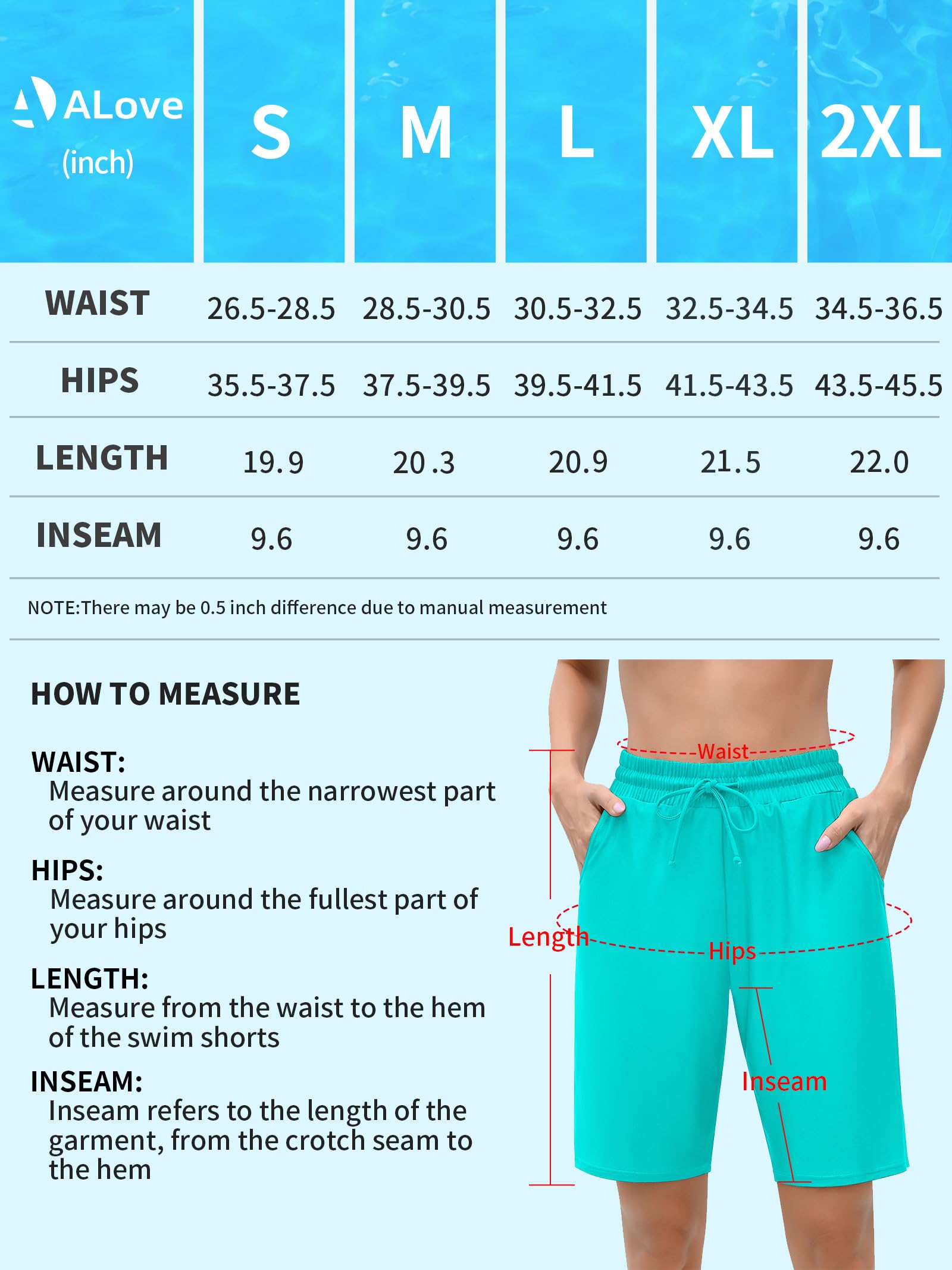 ALove Women's 9" Swim Shorts High Waisted Swim Board Shorts with Pockets UPF 50+ Swimsuit Bottoms Built-in Brief - Image 6