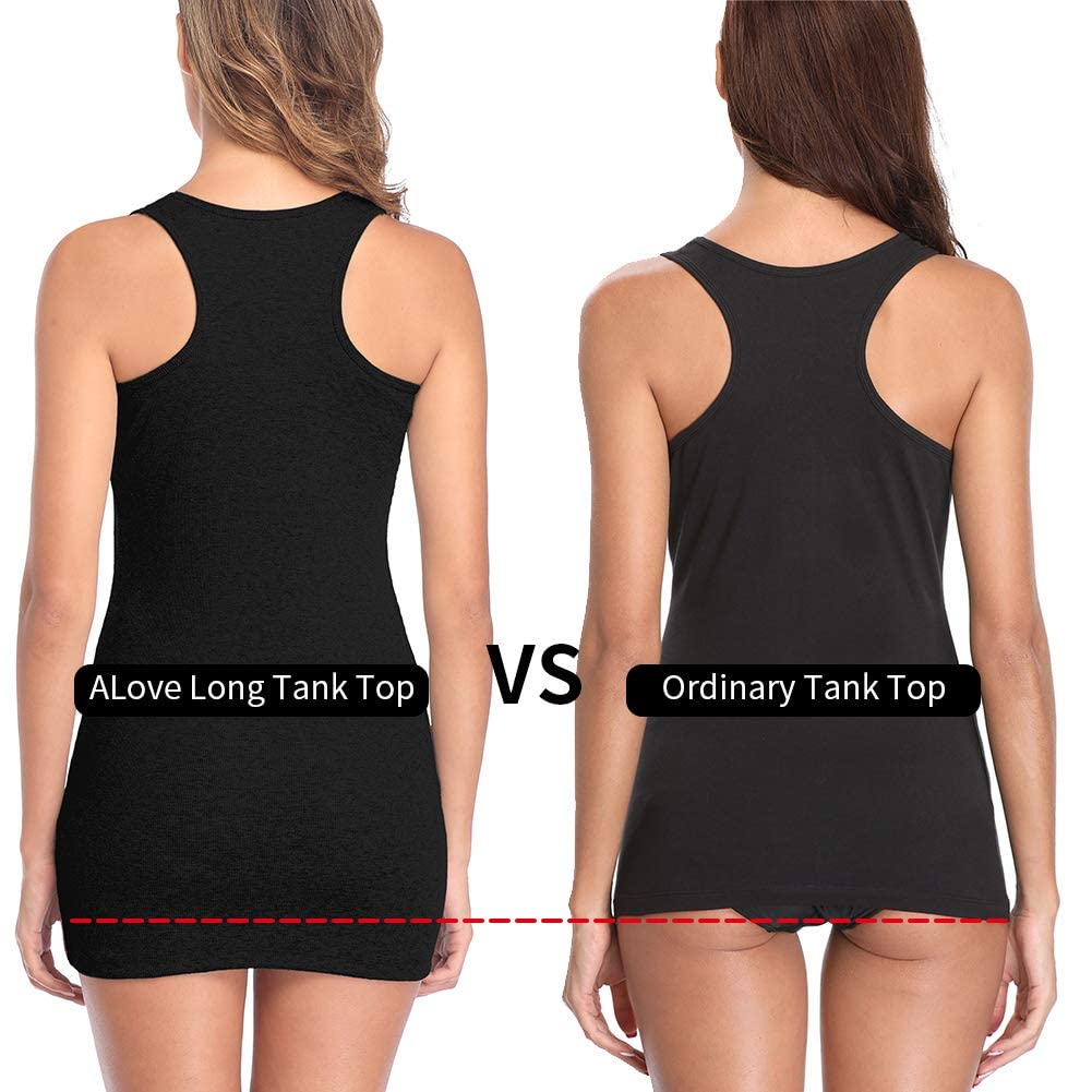 ALove Womens Extra Long Tank Tops with Shelf Bra Ribbed Camisoles Undershirts - Image 5