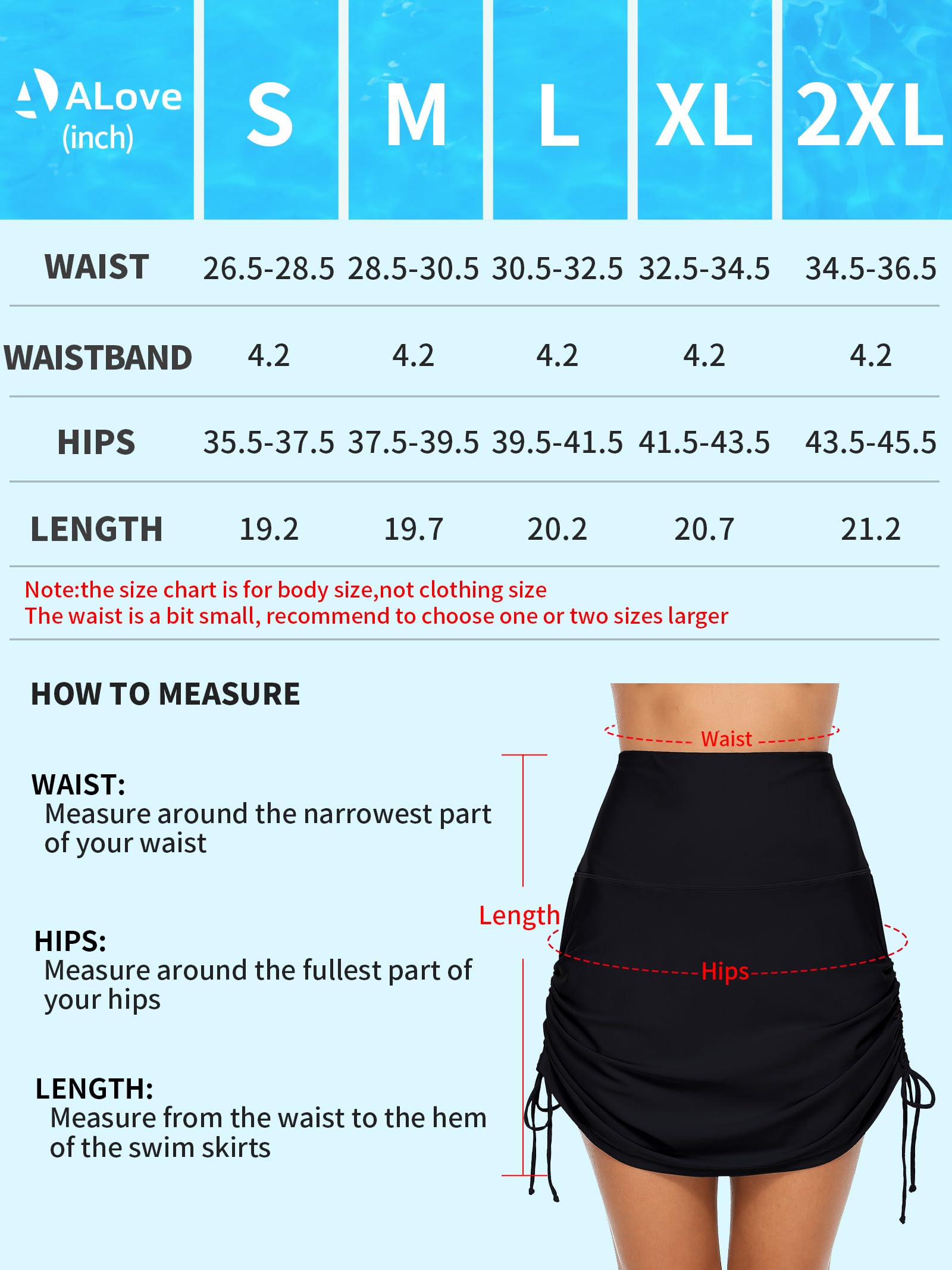 ALove Womens High Waisted Drawstring Swim Skirts Ruched Tummy Control Swimsuit Bottoms - Image 6