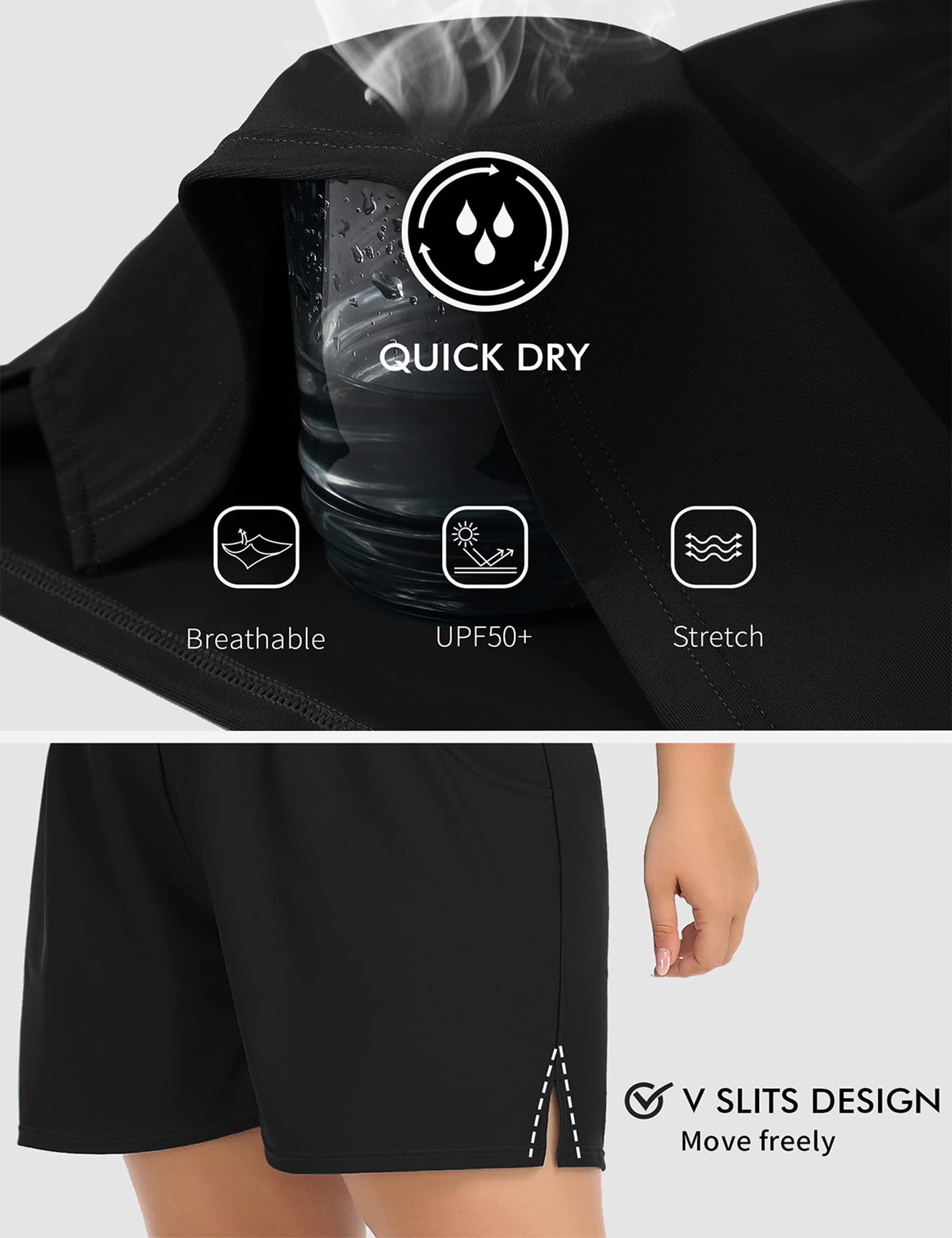 ANFILIA Plus Size Swim Shorts for Women High Waisted Board Shorts Tankini Swimsuit Bottom with Pockets - Image 5