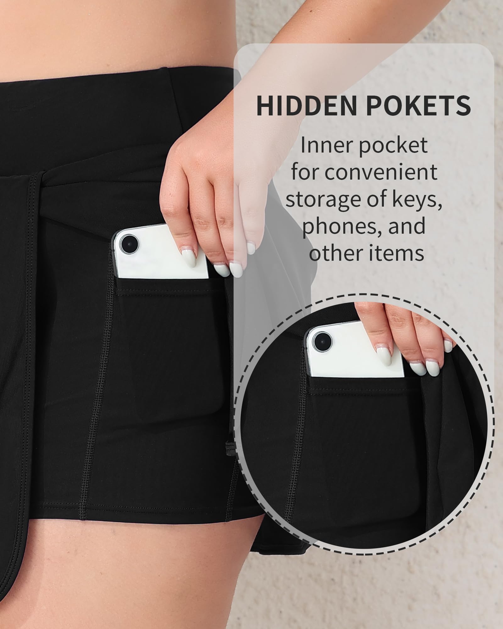 ANFILIA Women Plus Size Swim Skirt Tummy Control Split Swimsuit Bottom High Waisted Swim Suit Skirt with Pockets - Image 6
