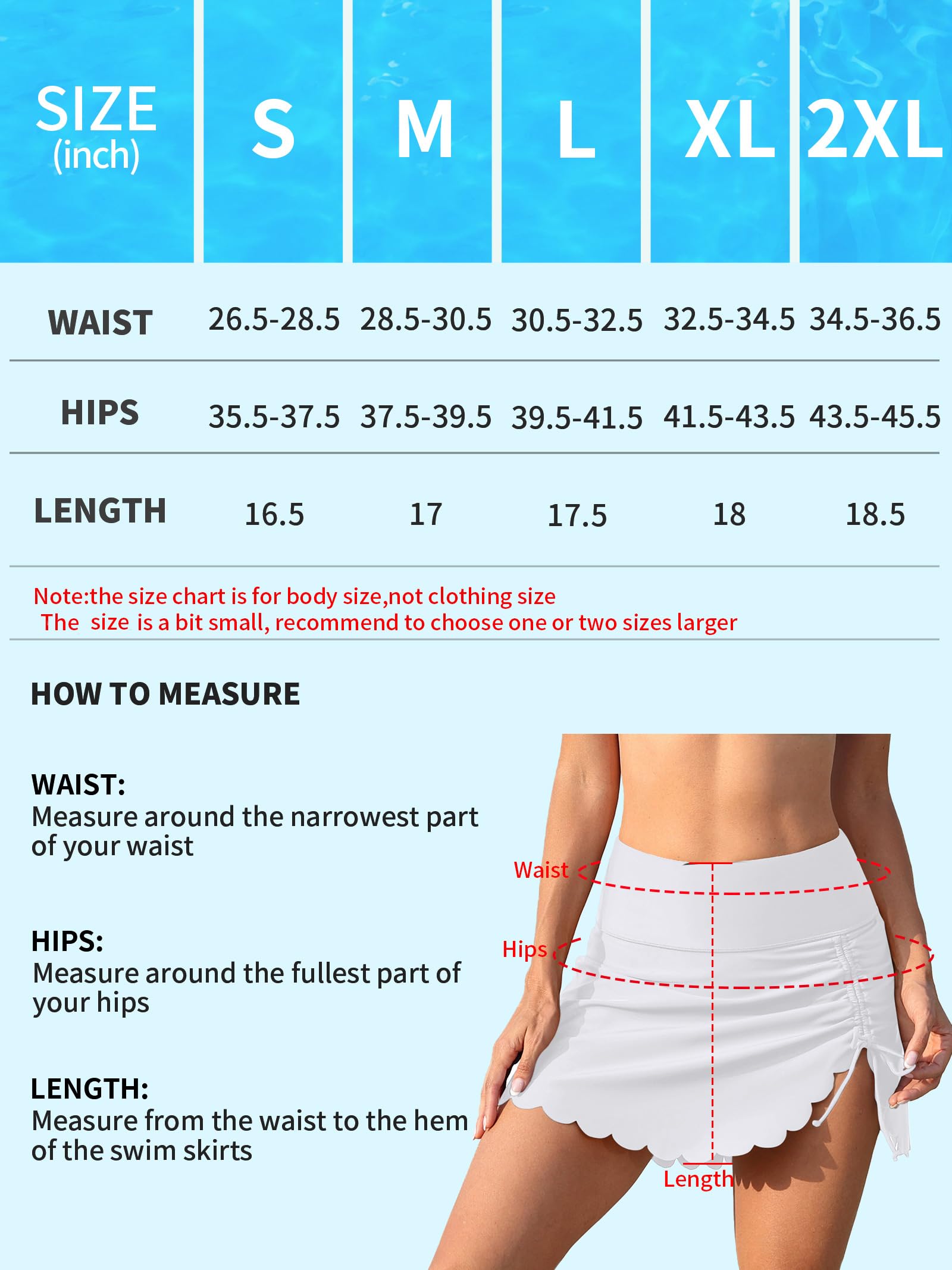 ANFILIA Women's High Waisted Swim Skirt Bottoms Ruched Scallop Trim Bathing Suit Skirts Split Tankini Swimsuit Bottom - Image 6