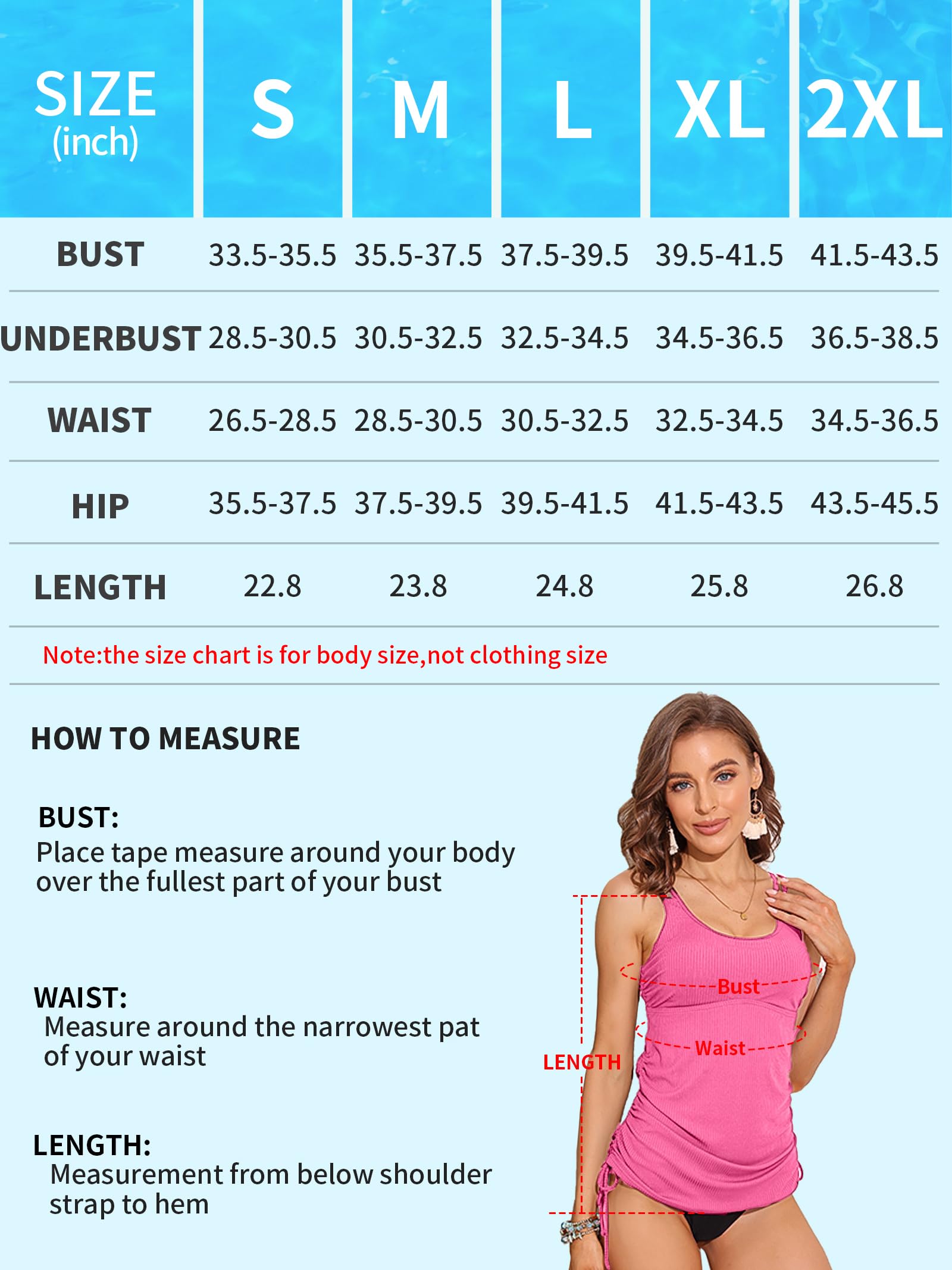 ANFILIA Women's Tankini Top Tie-Side Drawstrings Bathing Suit Top Ribbed Fabric Tummy Control Sporty Swimsuit Top - Image 9